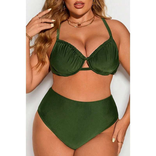 gathered pleats, sexy split bikini