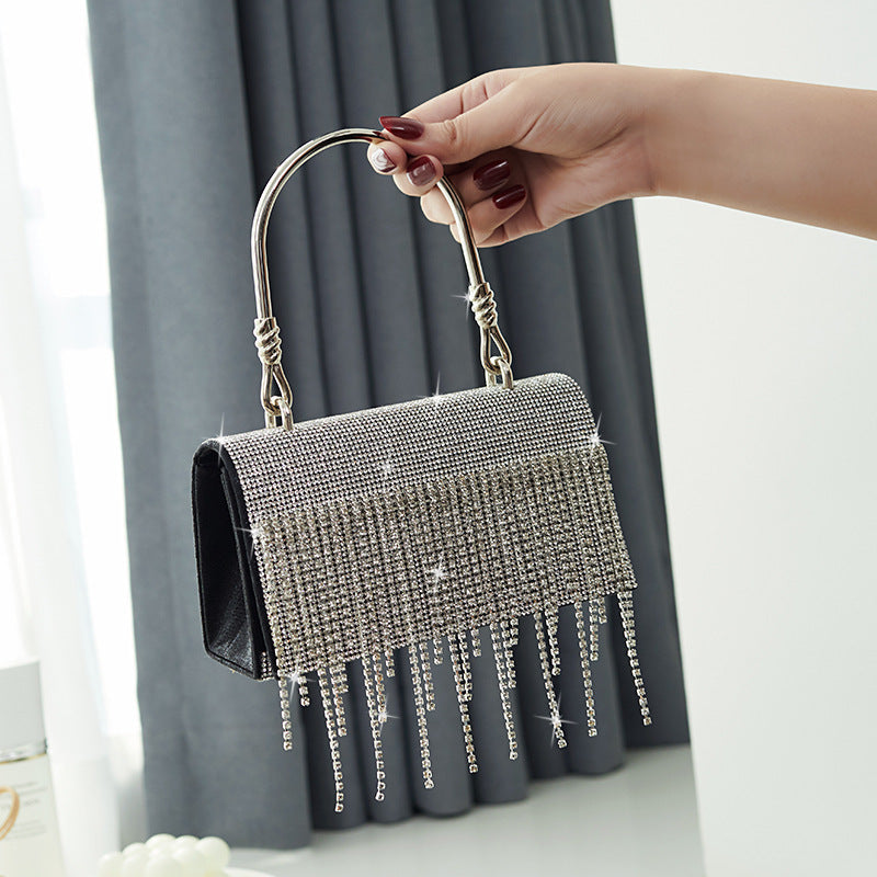GlitteringTassel Rhinestone Small Square Bag