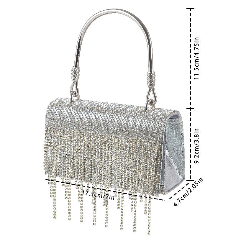 GlitteringTassel Rhinestone Small Square Bag