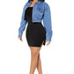 “Peek, No Boo” Denim Crop Jacket