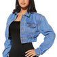 “Peek, No Boo” Denim Crop Jacket
