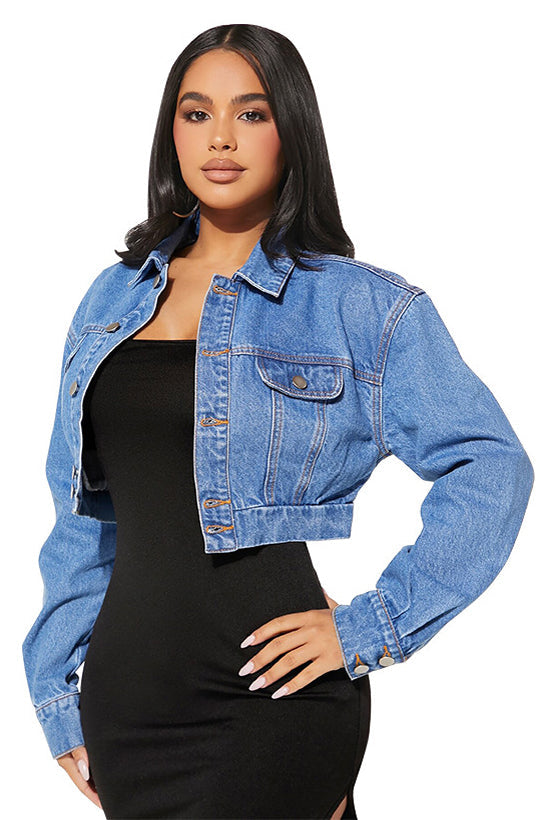 “Peek, No Boo” Denim Crop Jacket