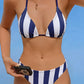 Striped Printed Triangle Bikini