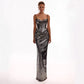 Sleeveless Sequin Sling Dress Women Backless Lace up Sexy Sheath Skirt Sets