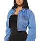 “Peek, No Boo” Denim Crop Jacket