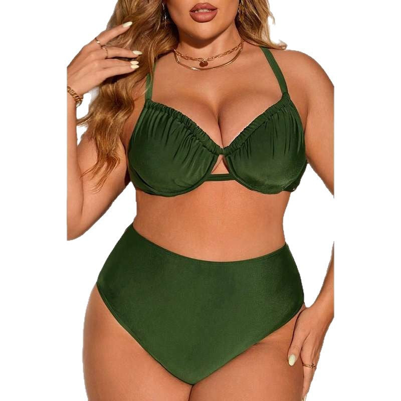 gathered pleats, sexy split bikini