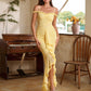 Mesh Strap off the Neck Dress Sexy Backless Irregular Asymmetric Pleated Wooden Ear Dress