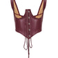 Sexy Leather Bra Strap Lace Stitching Puffy Tiered Dress Summer Set