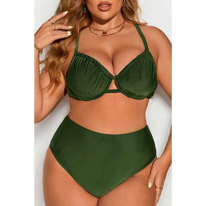 gathered pleats, sexy split bikini
