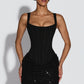Spring Summer Lace up Sequin Sling Jumpsuit Hip Dress Slim Fit Party Dress