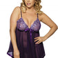 Mesh Babydoll with Embroidery Top and Satin Ribbons Hem