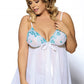 Mesh Babydoll with Embroidery Top and Satin Ribbons Hem