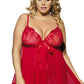 Mesh Babydoll with Embroidery Top and Satin Ribbons Hem