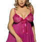 Mesh Babydoll with Embroidery Top and Satin Ribbons Hem