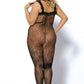 Black Lace Patterned Bodystocking
