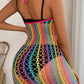 Sexy Rainbow Mesh Hollow Out Bodystocking Dress