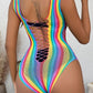 Mesh Rainbow Hollow Out Bodysuit