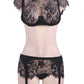 Plus Size Black Lace Halter Bra Set with bra rim