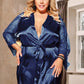 Plus Size Silk Satin Lace Sexy Women Kimono Home Pajamas