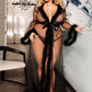 Perspective Sheer Robe With Fur