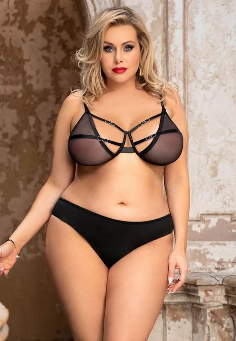 Sheer Mesh Strappy Bra Set