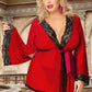 Plus Size Sheer Mesh and Lace Robe Set