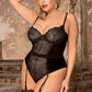 Plus Size Aimee Velvet and Lace Teddy