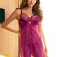Purple Open Front Dot Patterns Comfortable Mesh Babydoll
