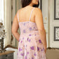 Purple Floral Transparent Sexy Babydoll with G string
