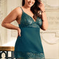 Green Lace Floral Back Closure with Hook and Eye Sexy Babydoll
