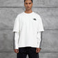 Oversized "404" Graphic T-Shirt – Layered Three-Stripe Long Sleeve