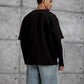 Oversized "404" Graphic T-Shirt – Layered Three-Stripe Long Sleeve