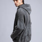 Oversized Art Print Zip-Up Hoodie - Vintage Washed Full-Zip Sweatshirt