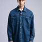 Oversized Distressed Denim Shirt - Unisex Button-Up Jacket