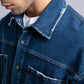 Oversized Distressed Denim Shirt - Unisex Button-Up Jacket