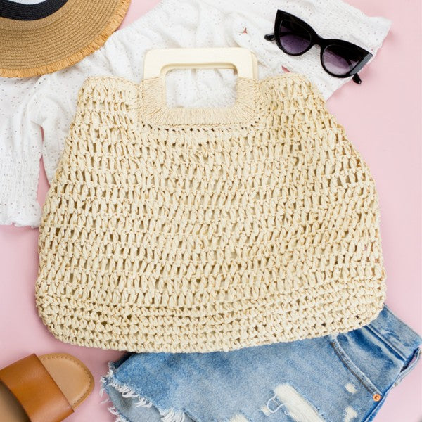 Oversized Straw Tote, Second Front View