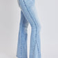 Women's Low Rise Fray Hem Flare Jeans