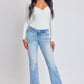 Women's Low Rise Fray Hem Flare Jeans
