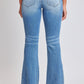 Women's Low Rise Fray Hem Flare Jeans
