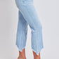 Mid Rise Kick Flare Fray Hem Cropped Jeans