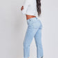 Mid Rise Kick Flare Fray Hem Cropped Jeans