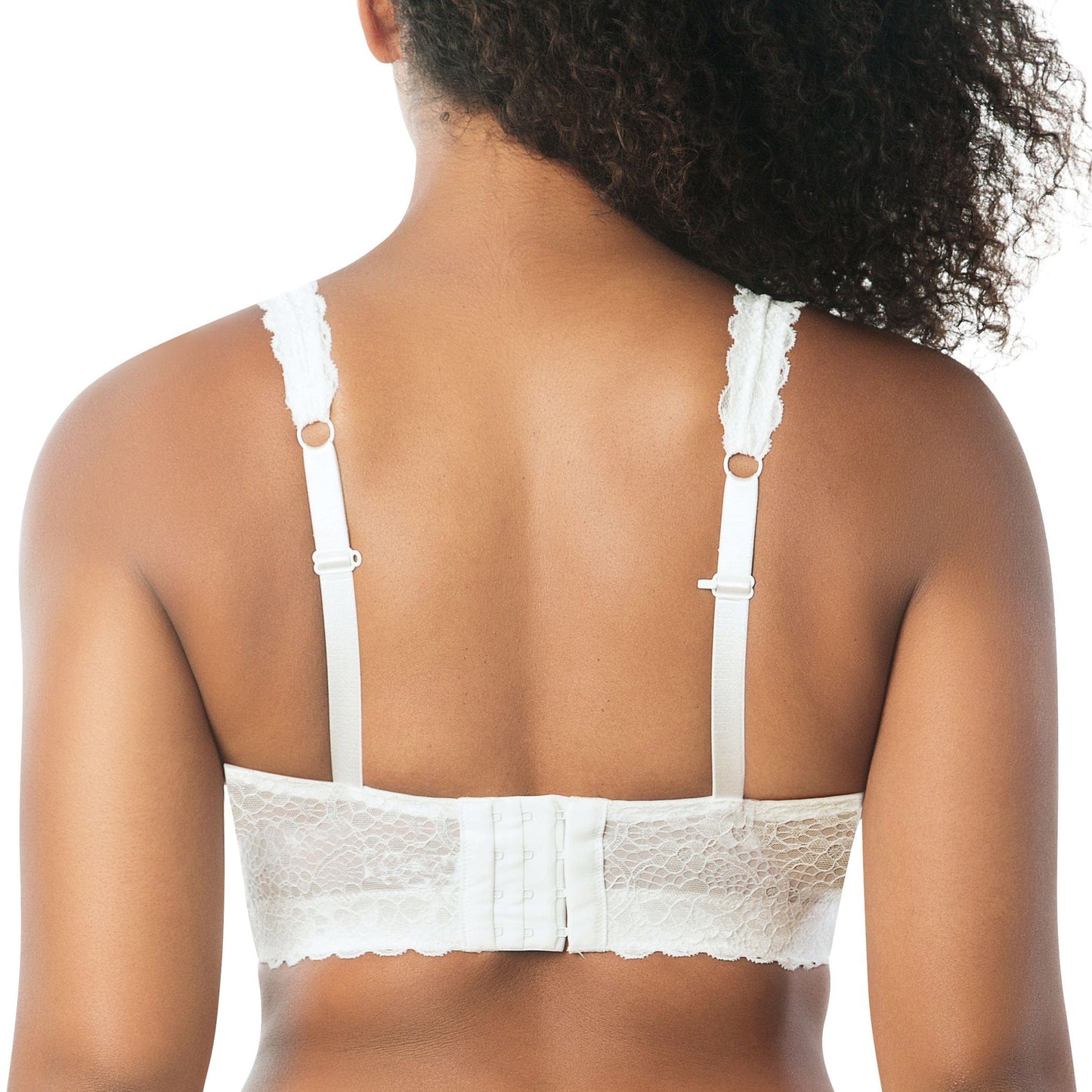 Adriana Curvy and Full Bust Supportive Wire-free Lace Bra  - Pearl white