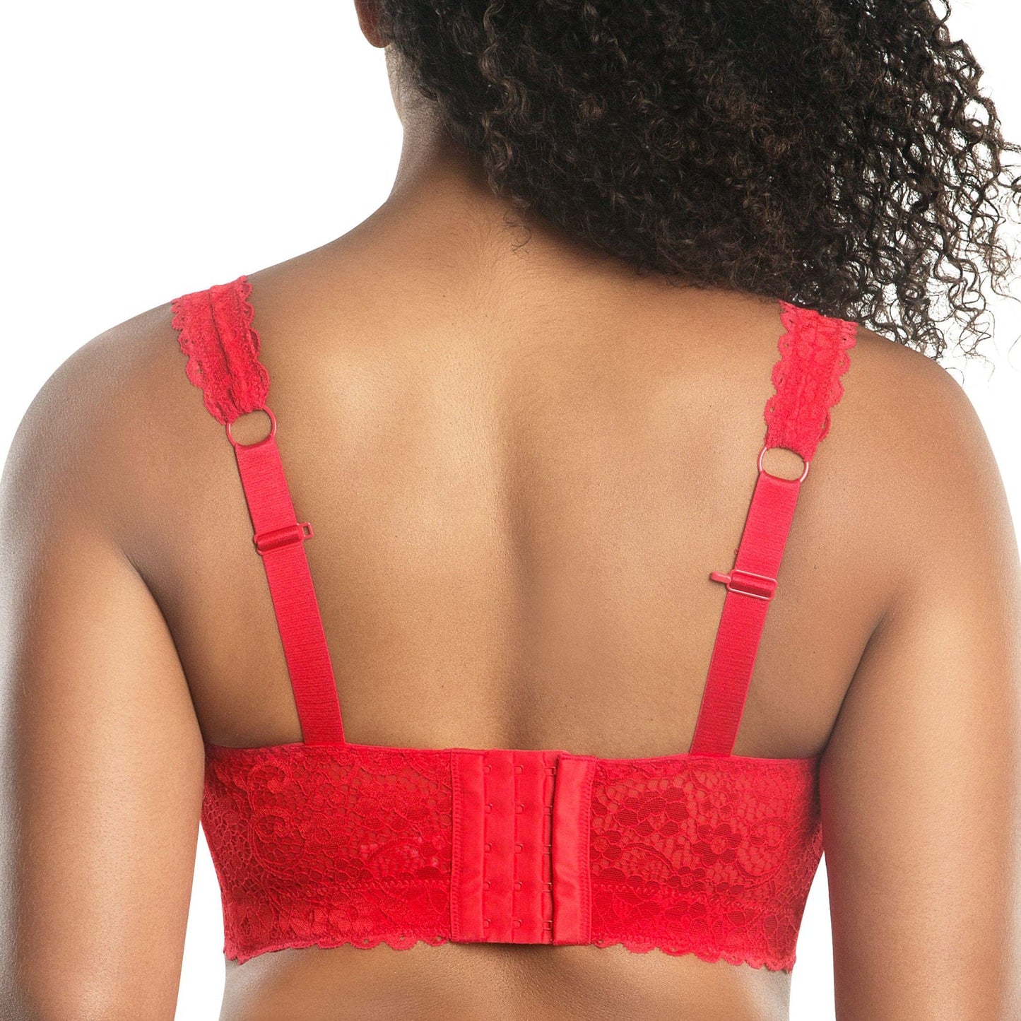 Adriana Curvy and Full Bust Supportive Wire-free Lace Bra  - Racing red