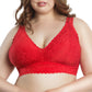 Adriana Curvy and Full Bust Supportive Wire-free Lace Bra  - Racing red