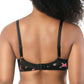 Casey Wired Padded Plunge Seamless T-shirt Bra - Black w/ Rose Print