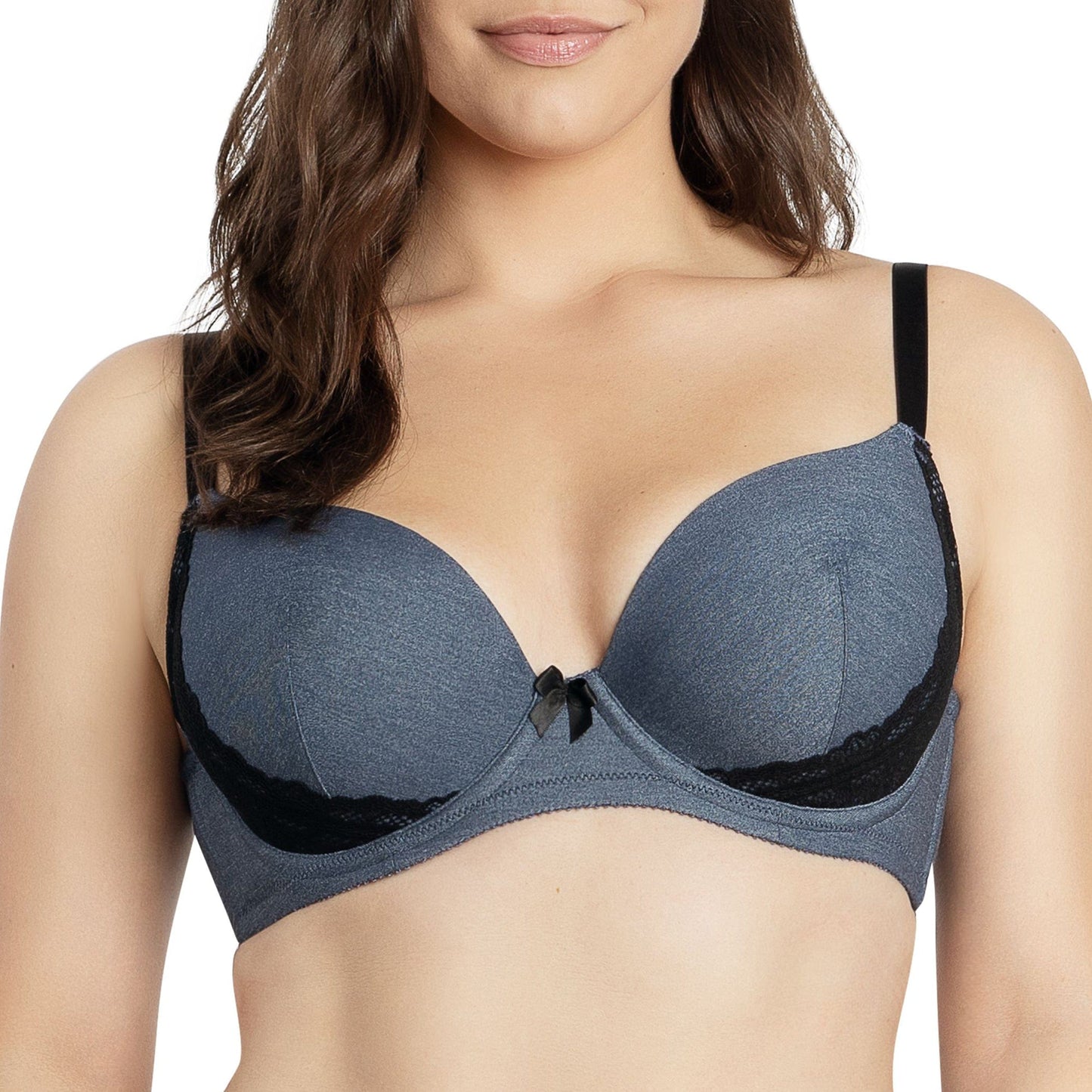 Casey Wired Padded Plunge Seamless T-shirt Bra - Dark Blue Denim
