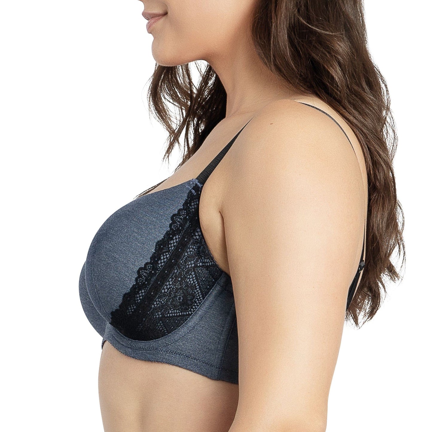 Casey Wired Padded Plunge Seamless T-shirt Bra - Dark Blue Denim