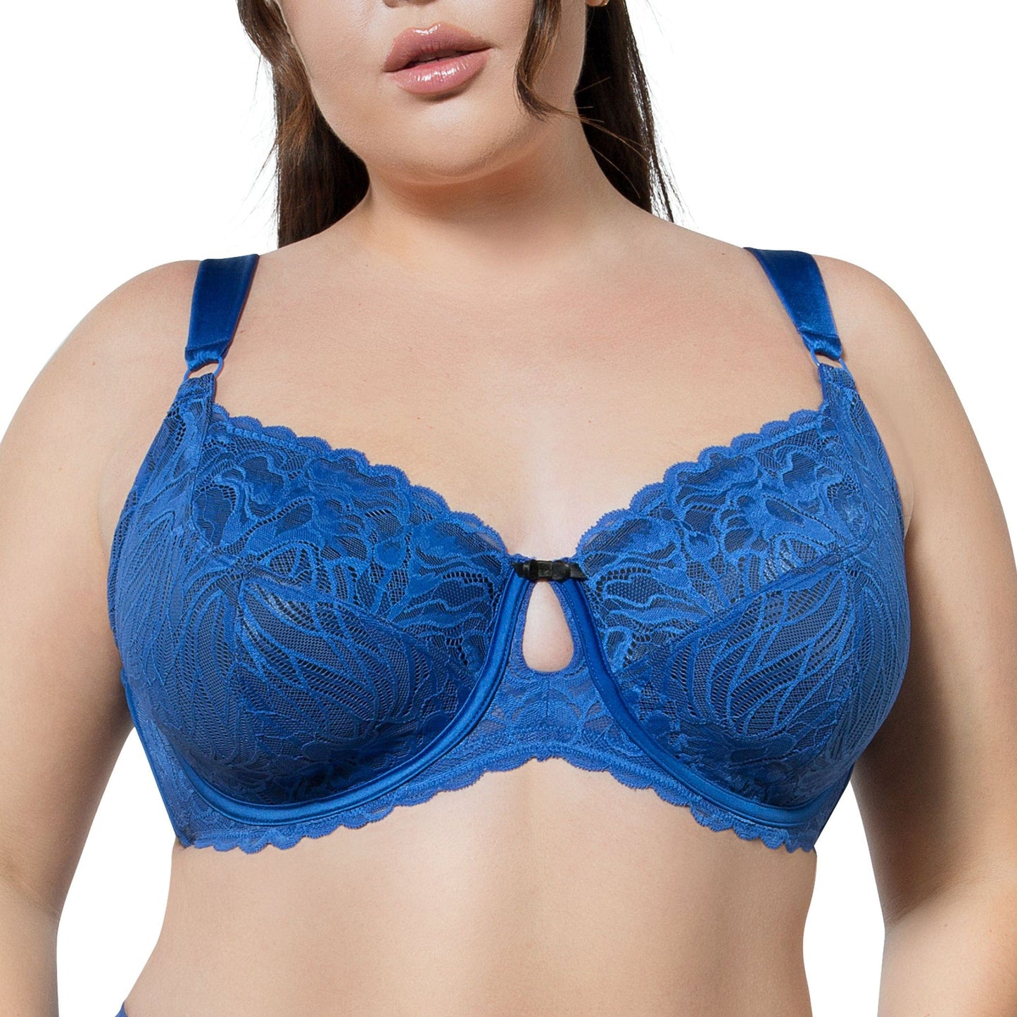 Full Bust Lace Unlined Wired Bra - Sapphire