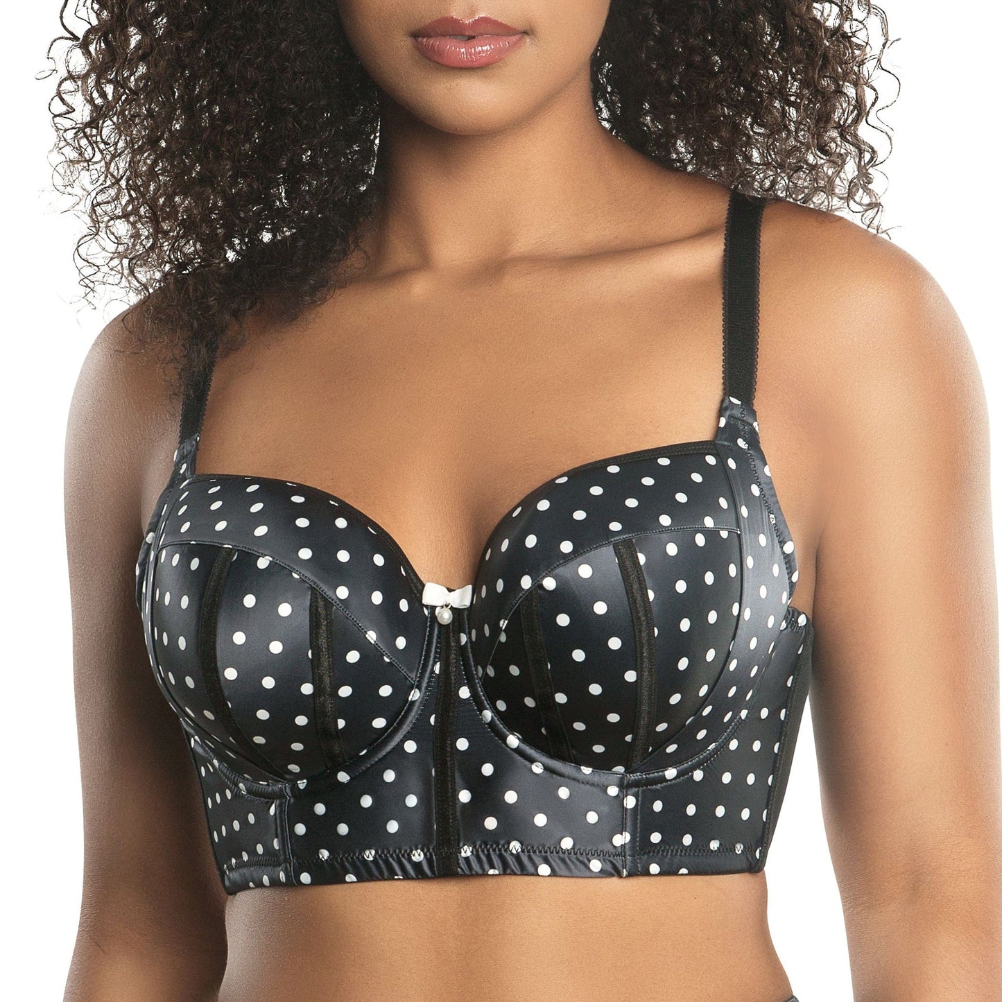 Charlotte Longline Full Bust Padded Bra  - Black Dot