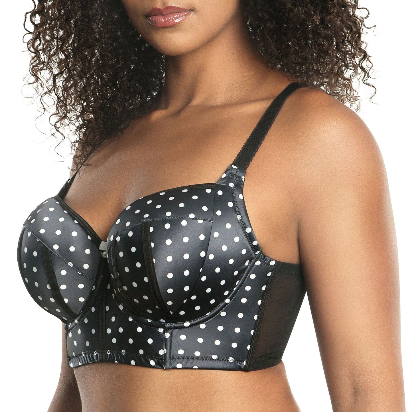 Charlotte Longline Full Bust Padded Bra  - Black Dot